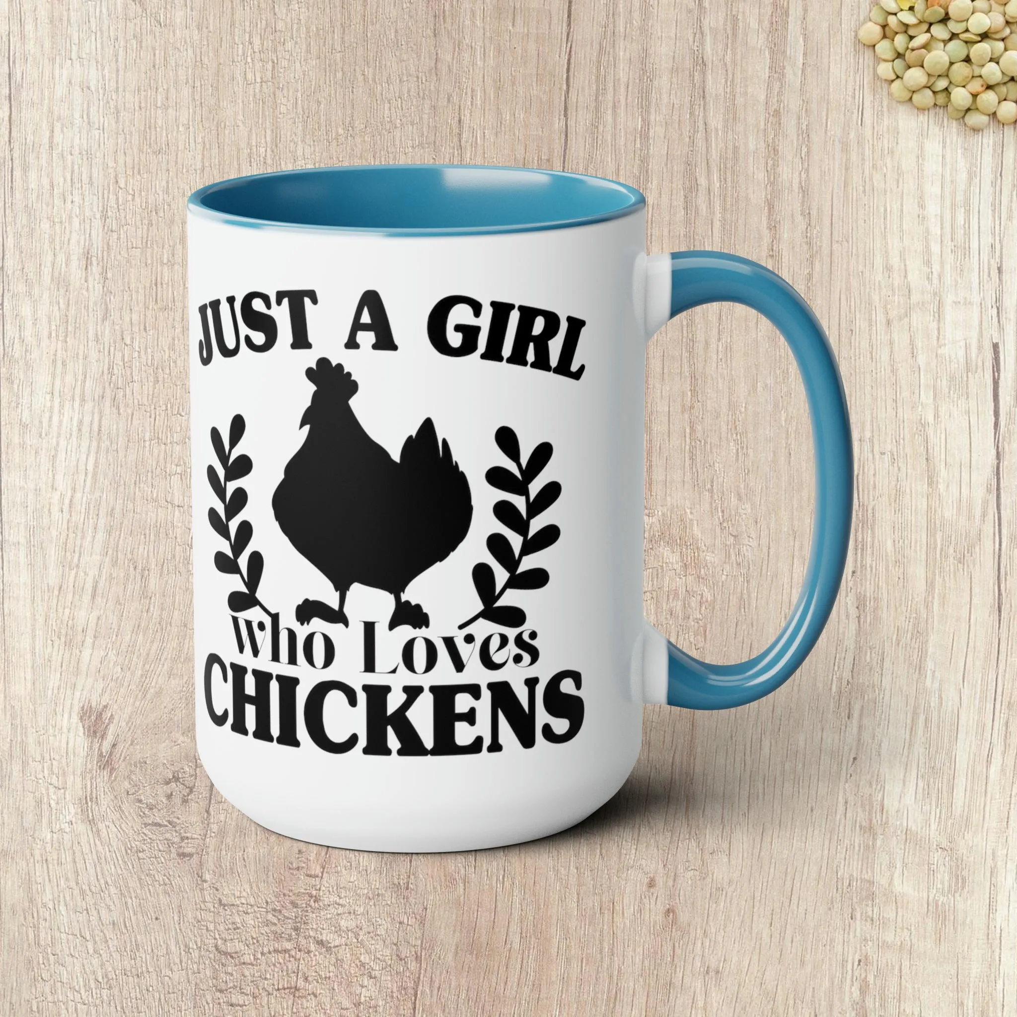 JUST A GIRL WHO LOVES CHICKENS  - Two-Tone Coffee Mug - 15oz - 5 Color Options