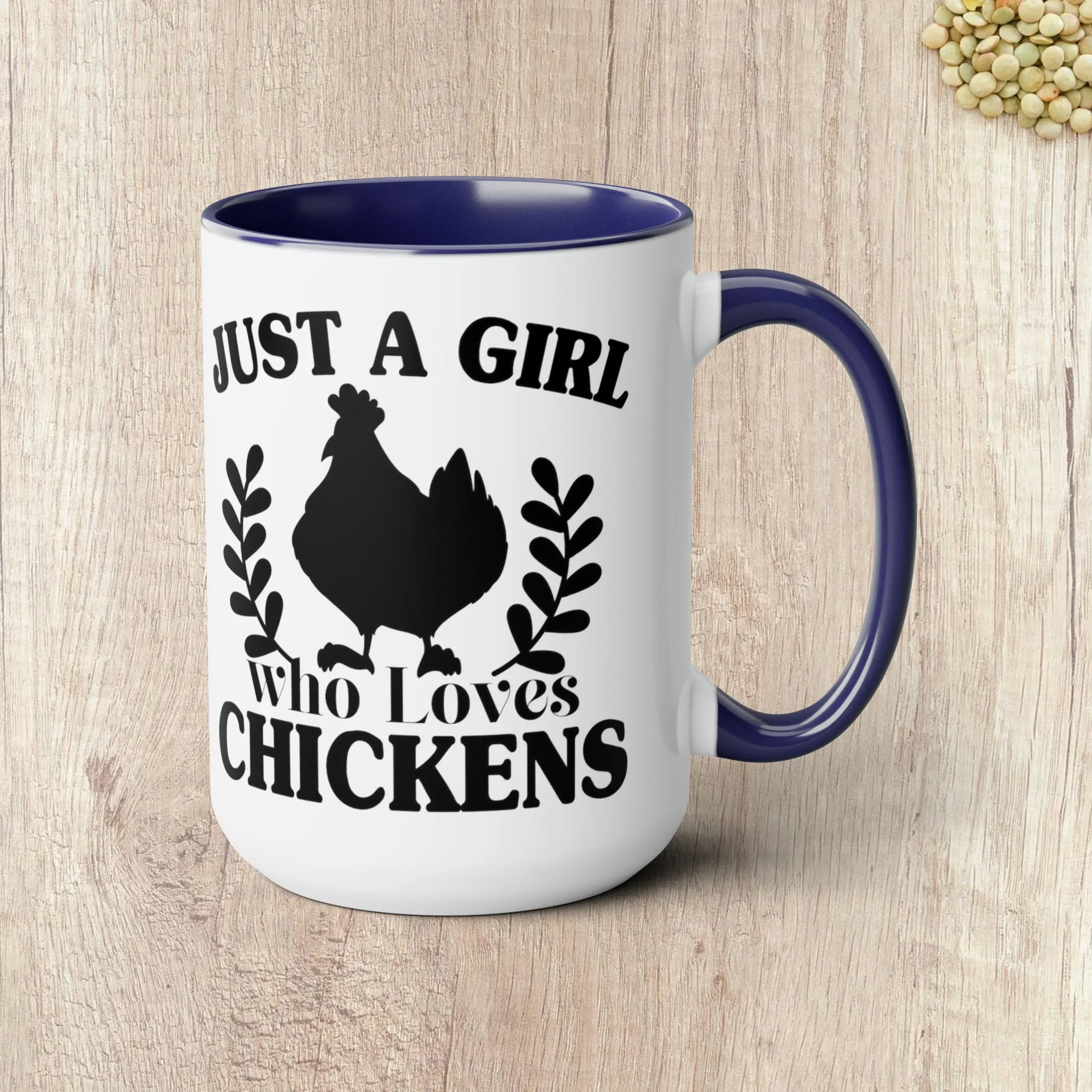 JUST A GIRL WHO LOVES CHICKENS  - Two-Tone Coffee Mug - 15oz - 5 Color Options