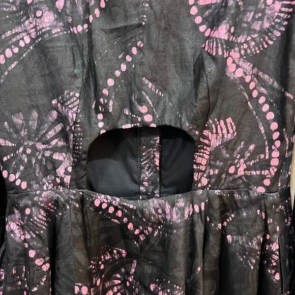 Kahindo Womens Black Purple Mara Tie Dye long sleeve Dress Size 4 small