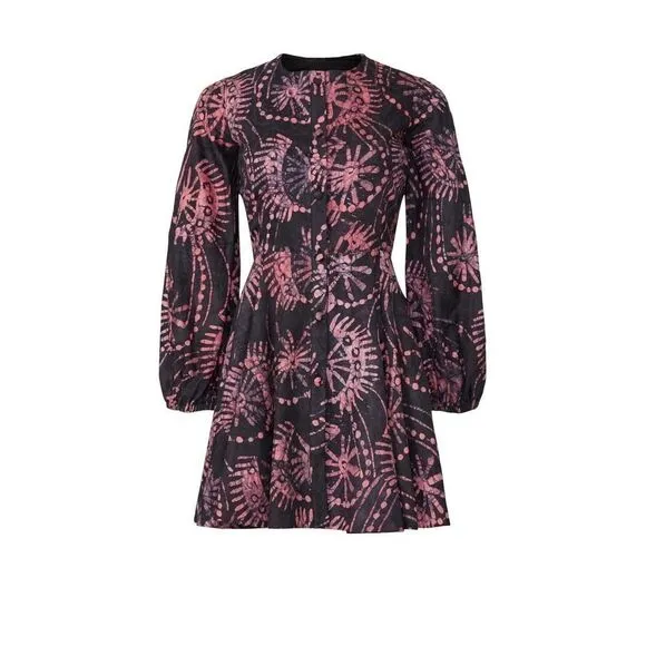 Kahindo Womens Black Purple Mara Tie Dye long sleeve Dress Size 4 small
