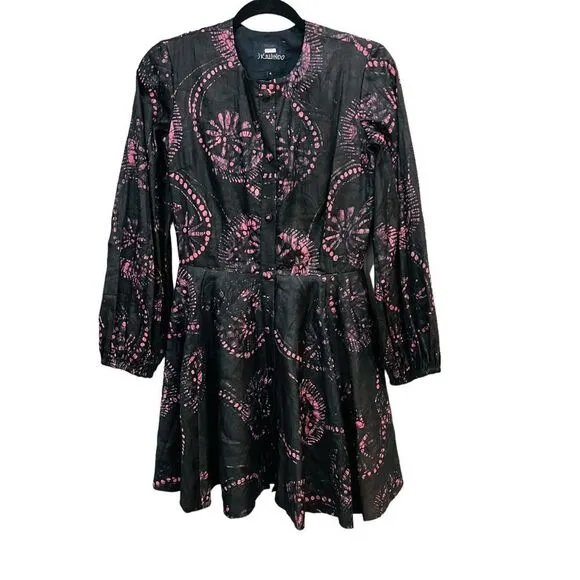 Kahindo Womens Black Purple Mara Tie Dye long sleeve Dress Size 4 small