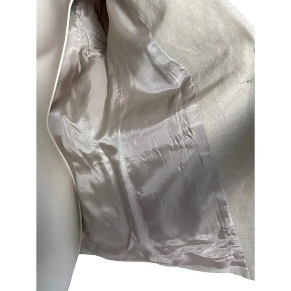 Kate Hill Linen Blend Vintage Button Front Blazer Tan Size 4