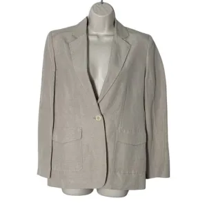 Kate Hill Linen Blend Vintage Button Front Blazer Tan Size 4