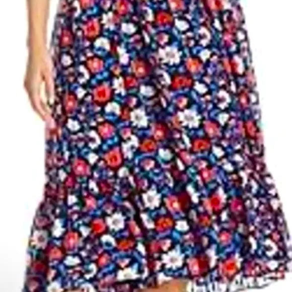 Kate Spade Daisy Blue Striped Silk Satin Midi Dress Size 6 Good Preown Condition