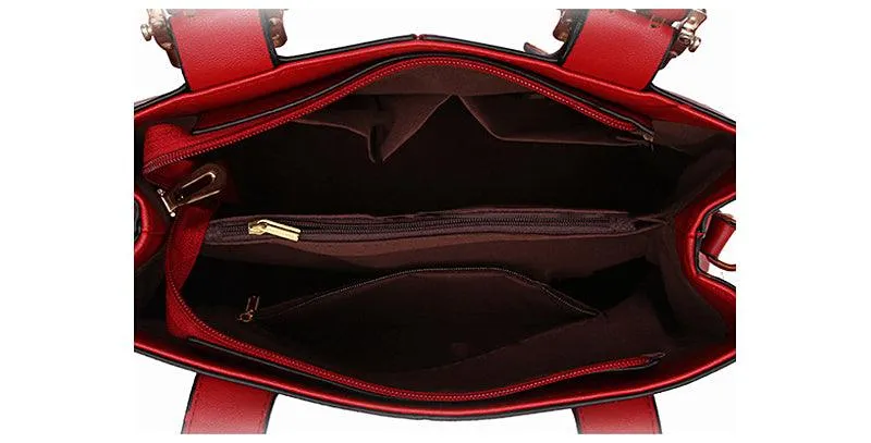 Kattee Style Genuine Leather Tote Bag Wine