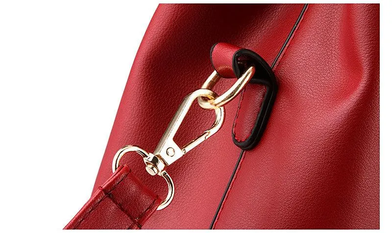 Kattee Style Genuine Leather Tote Bag Wine
