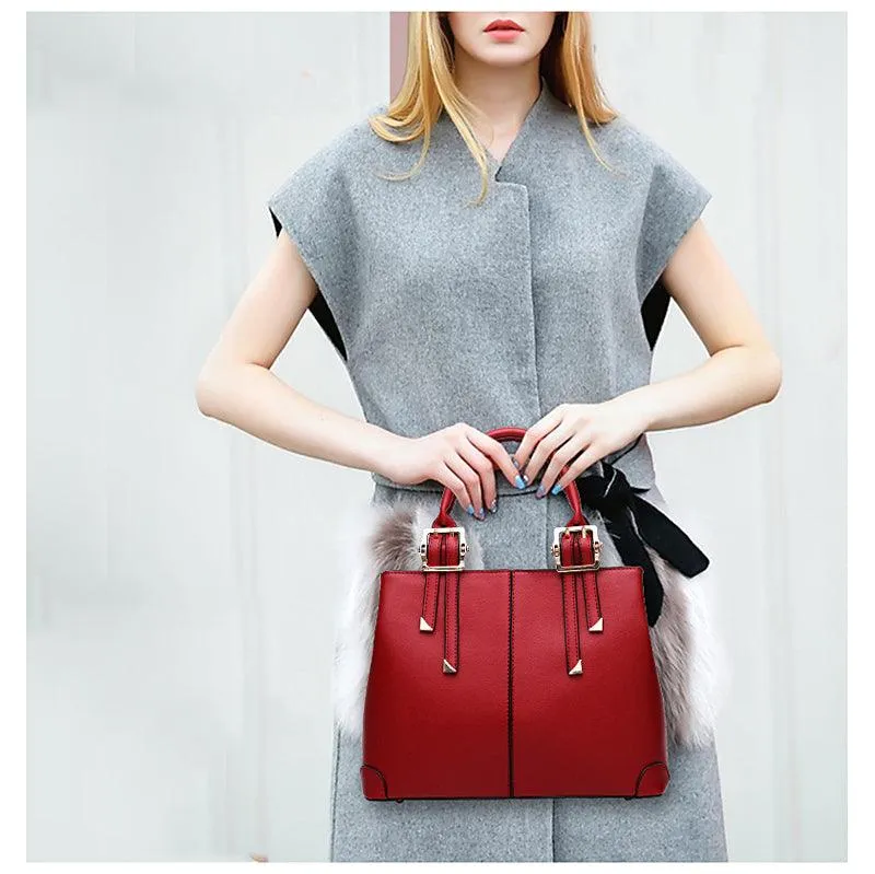 Kattee Style Genuine Leather Tote Bag Wine