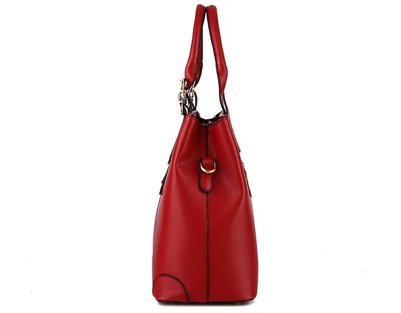 Kattee Style Genuine Leather Tote Bag Wine