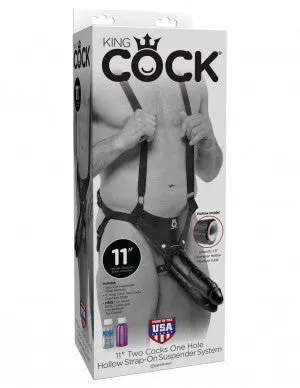 Kc 11" Two s One Hole Hollow Strap-on  Suspender System - Black