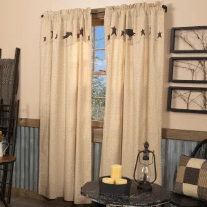 Kettle Grove Applique Crow and Star Panel Curtains 84"L
