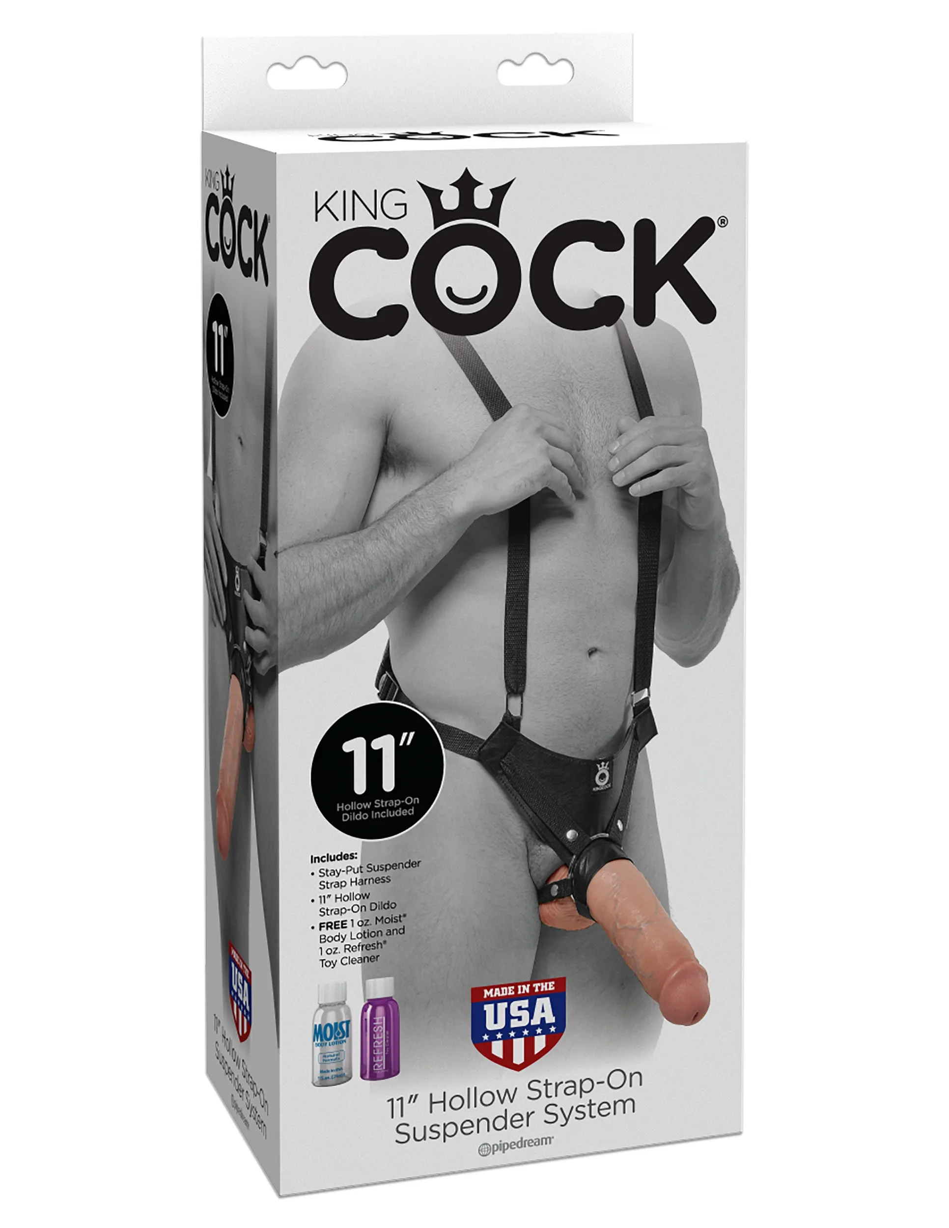 King Cock 11&quot; Hollow Strap on Suspender System -  Flesh
