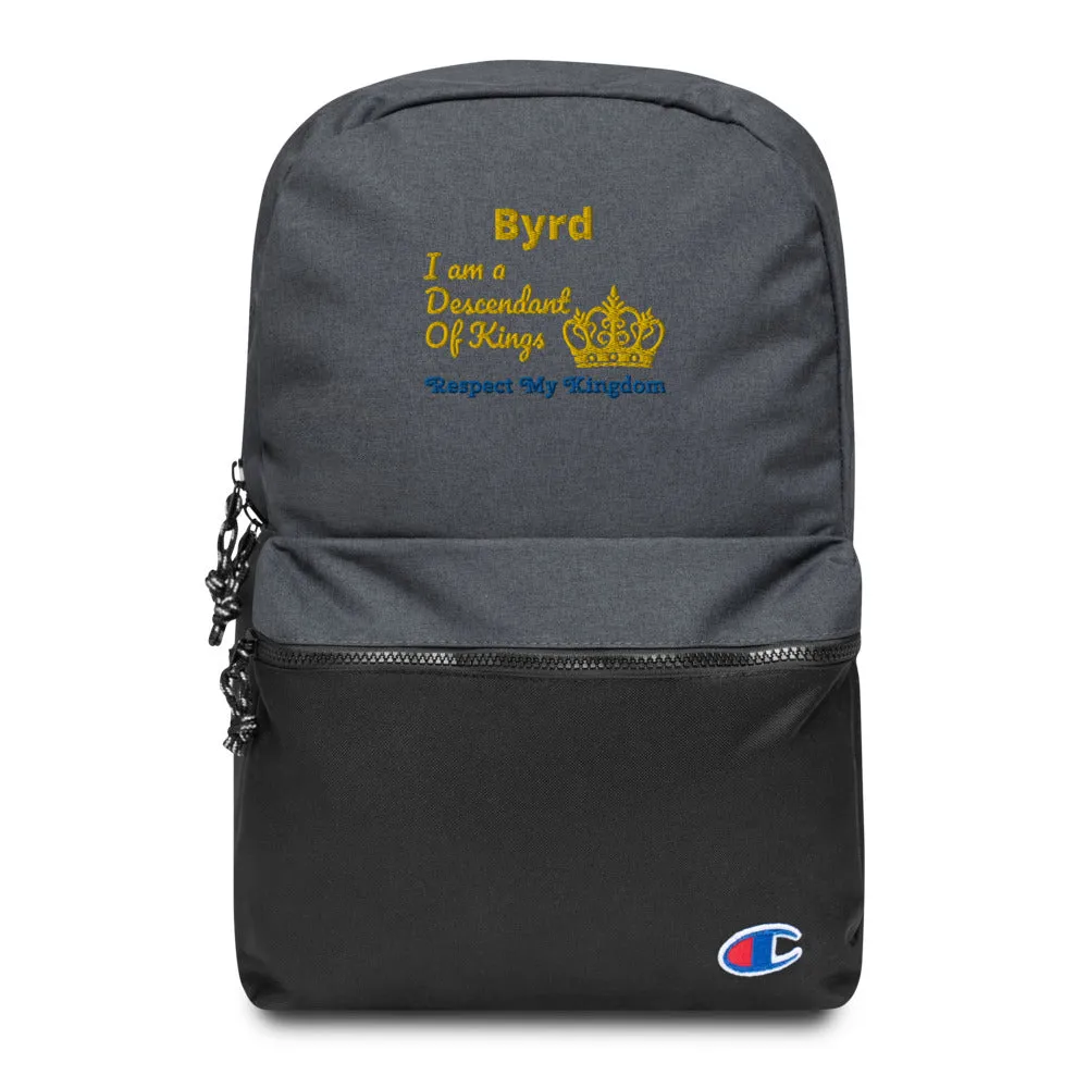 King Embroidered Champion Backpack