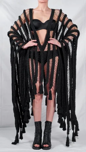 Knitted Transparent Poncho Cape