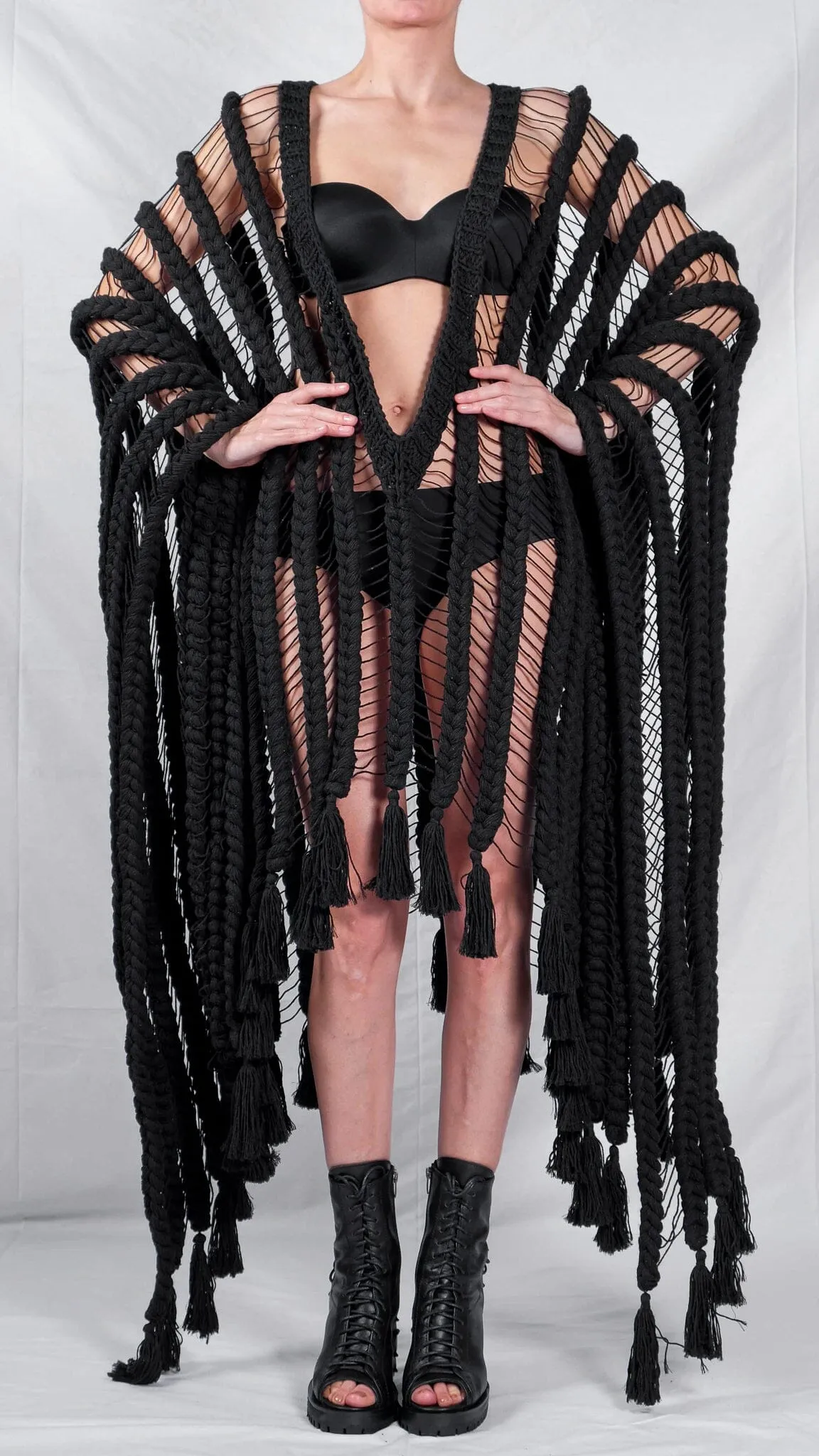Knitted Transparent Poncho Cape