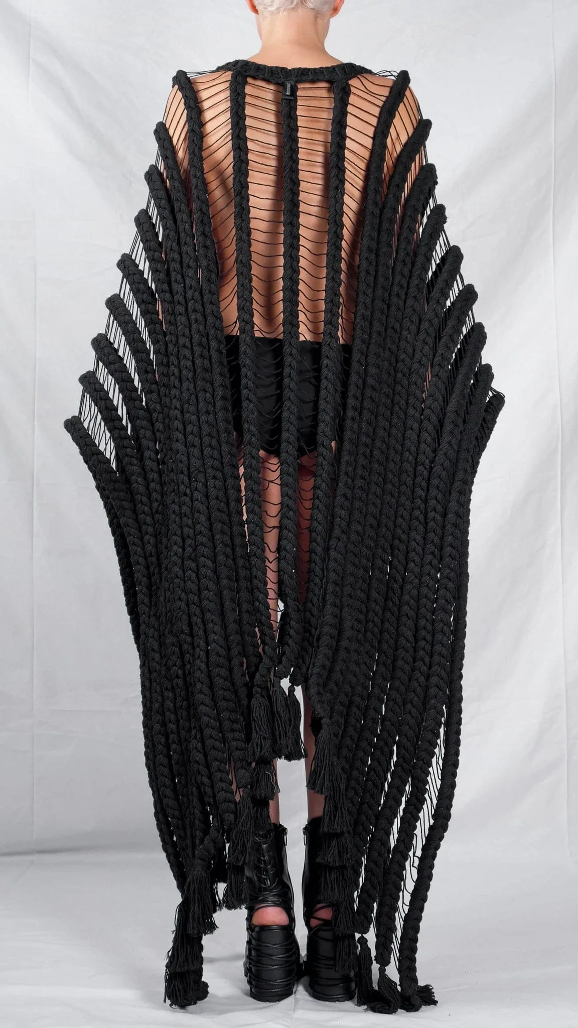 Knitted Transparent Poncho Cape