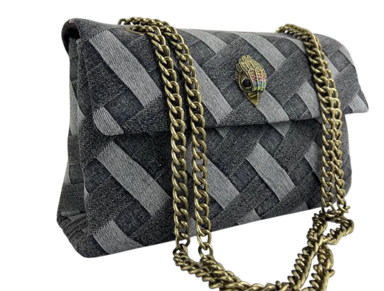 Kurt Geiger London Woven Denim Chain Bag – Charcoal Edition