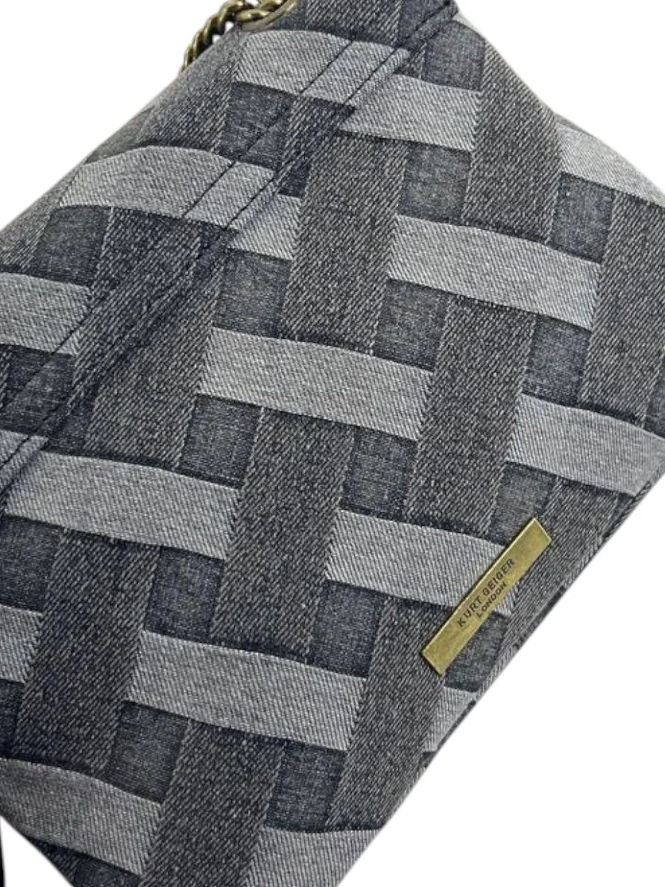 Kurt Geiger London Woven Denim Chain Bag – Charcoal Edition