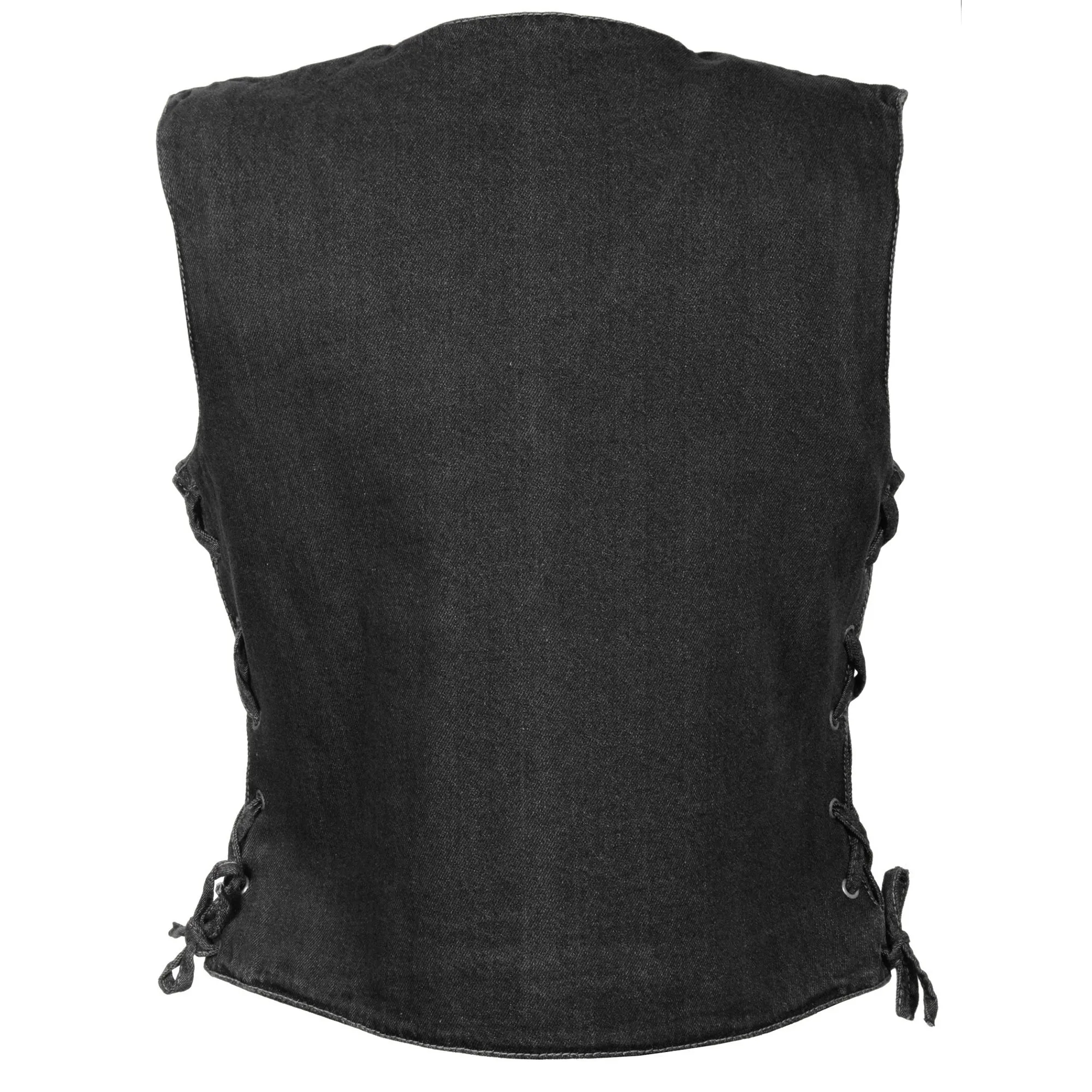 Ladies Side Lace 3 Snap Front Denim Vest