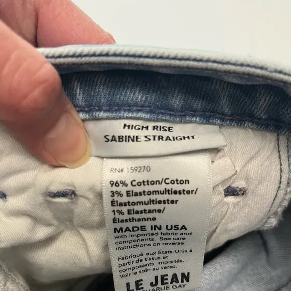 LE JEAN High Rise Sabine Straight Jeans in Flora Wash Sz 23