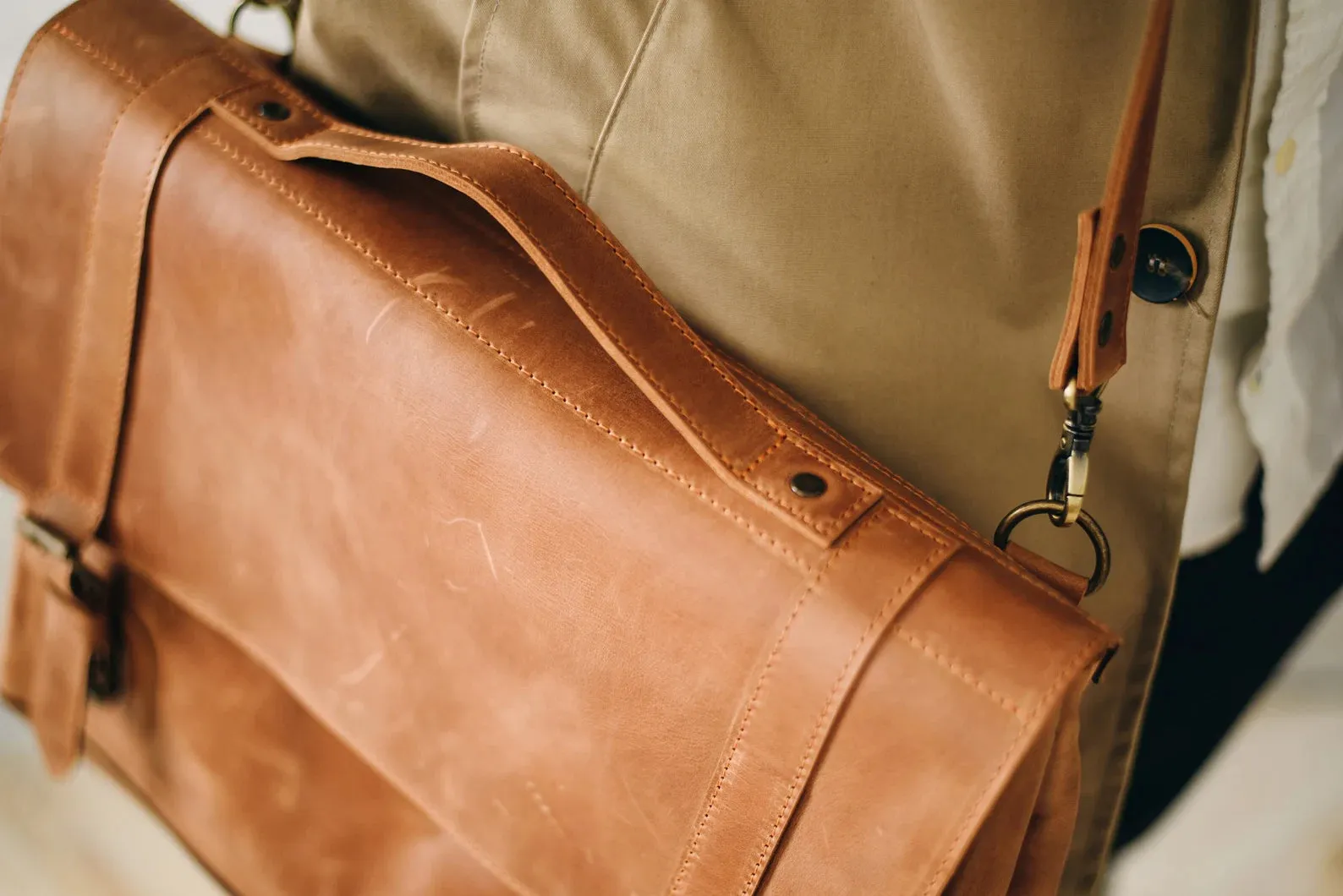 Leather satchel bag, leather briefcase