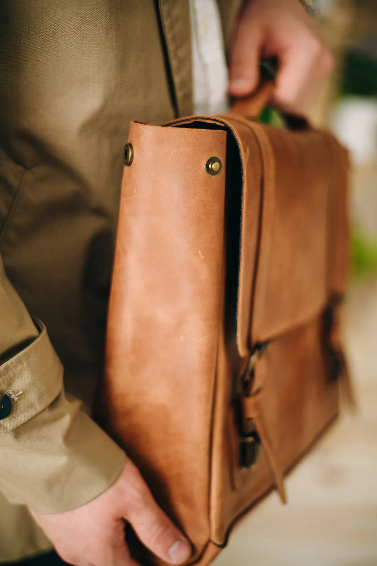 Leather satchel bag, leather briefcase
