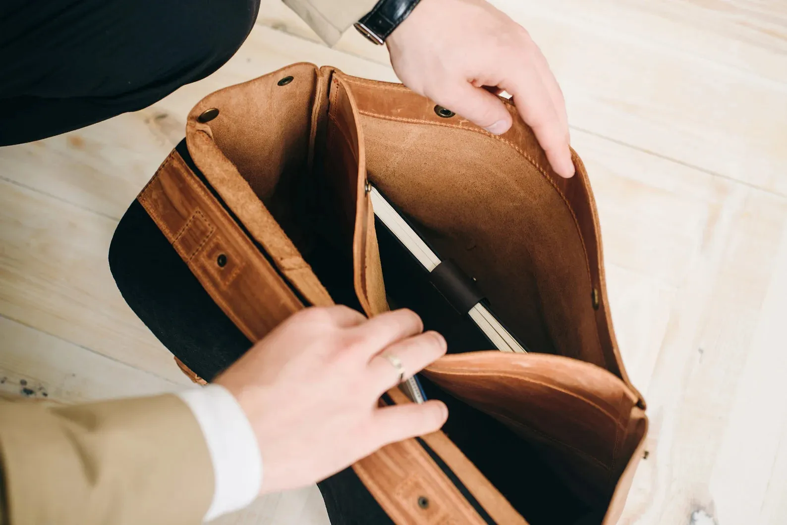 Leather satchel bag, leather briefcase