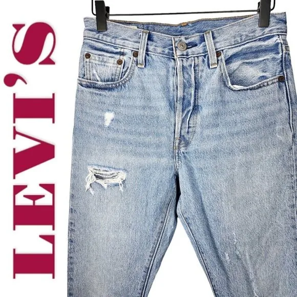 LEVI'S 501S Premium Big E Selvedge Button Fly Distressed Skinny Jeans, Size 25