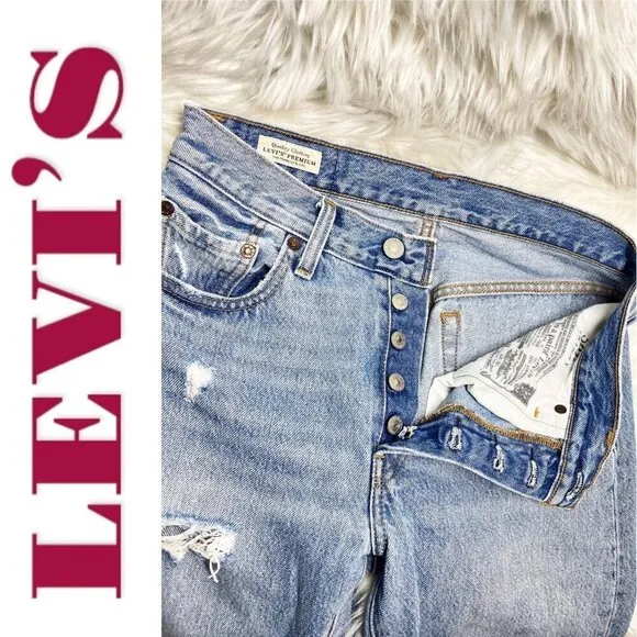 LEVI'S 501S Premium Big E Selvedge Button Fly Distressed Skinny Jeans, Size 25