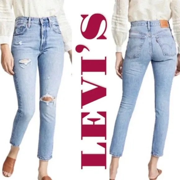 LEVI'S 501S Premium Big E Selvedge Button Fly Distressed Skinny Jeans, Size 25