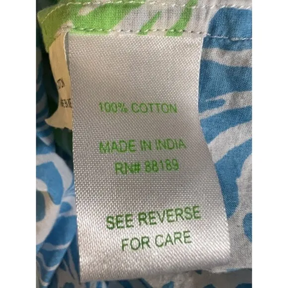 Lilly Pulitzer Captiva Tunic Womens Small White Blue Green Button Cover Up Dress