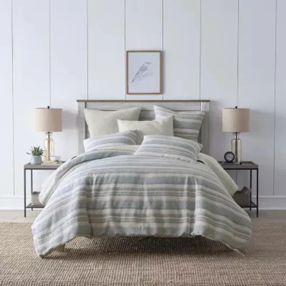 Linden Raine Cotton 3-pc. Duvet Cover Set Abyss Green King / Cal King