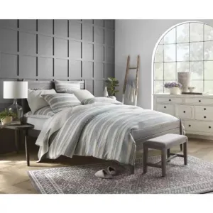Linden Raine Cotton 3-pc. Duvet Cover Set Abyss Green King / Cal King