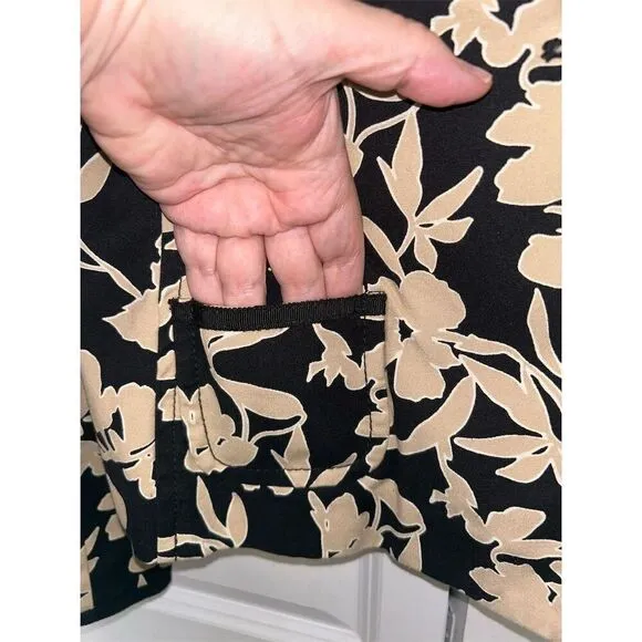 Liz Claiborne Women's Floral Jacket Black Size 14 Petites Button Front