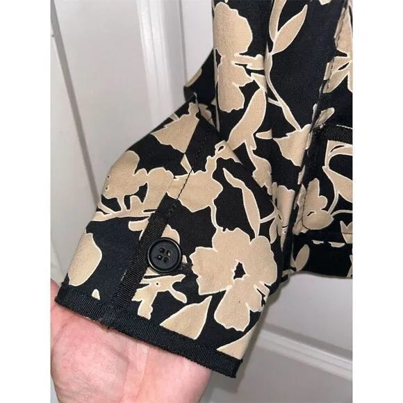 Liz Claiborne Women's Floral Jacket Black Size 14 Petites Button Front