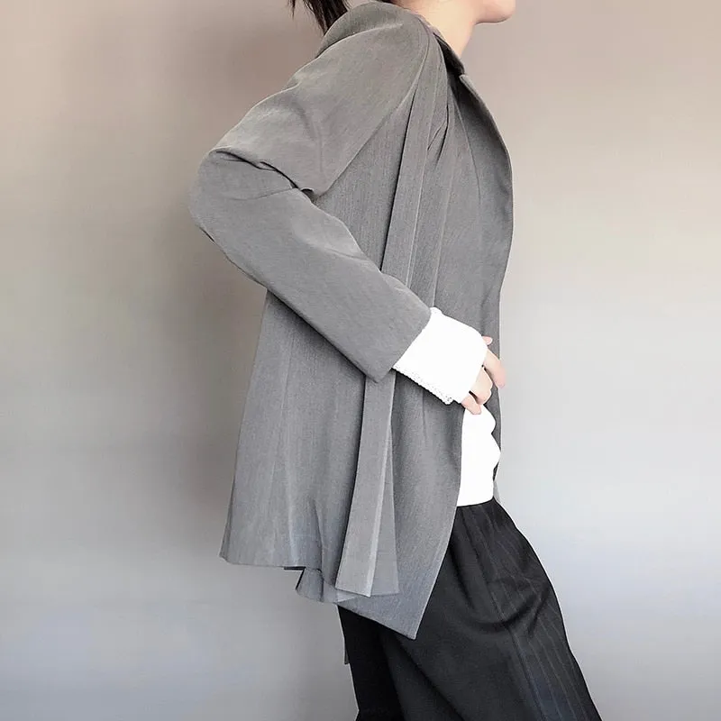 Long Sleeve Loose Ruched Lace Up Suit Female Clothing