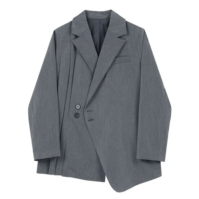 Long Sleeve Loose Ruched Lace Up Suit Female Clothing