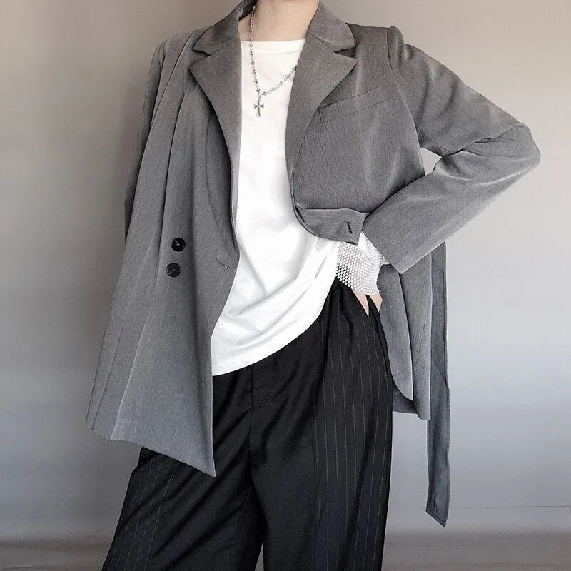 Long Sleeve Loose Ruched Lace Up Suit Female Clothing