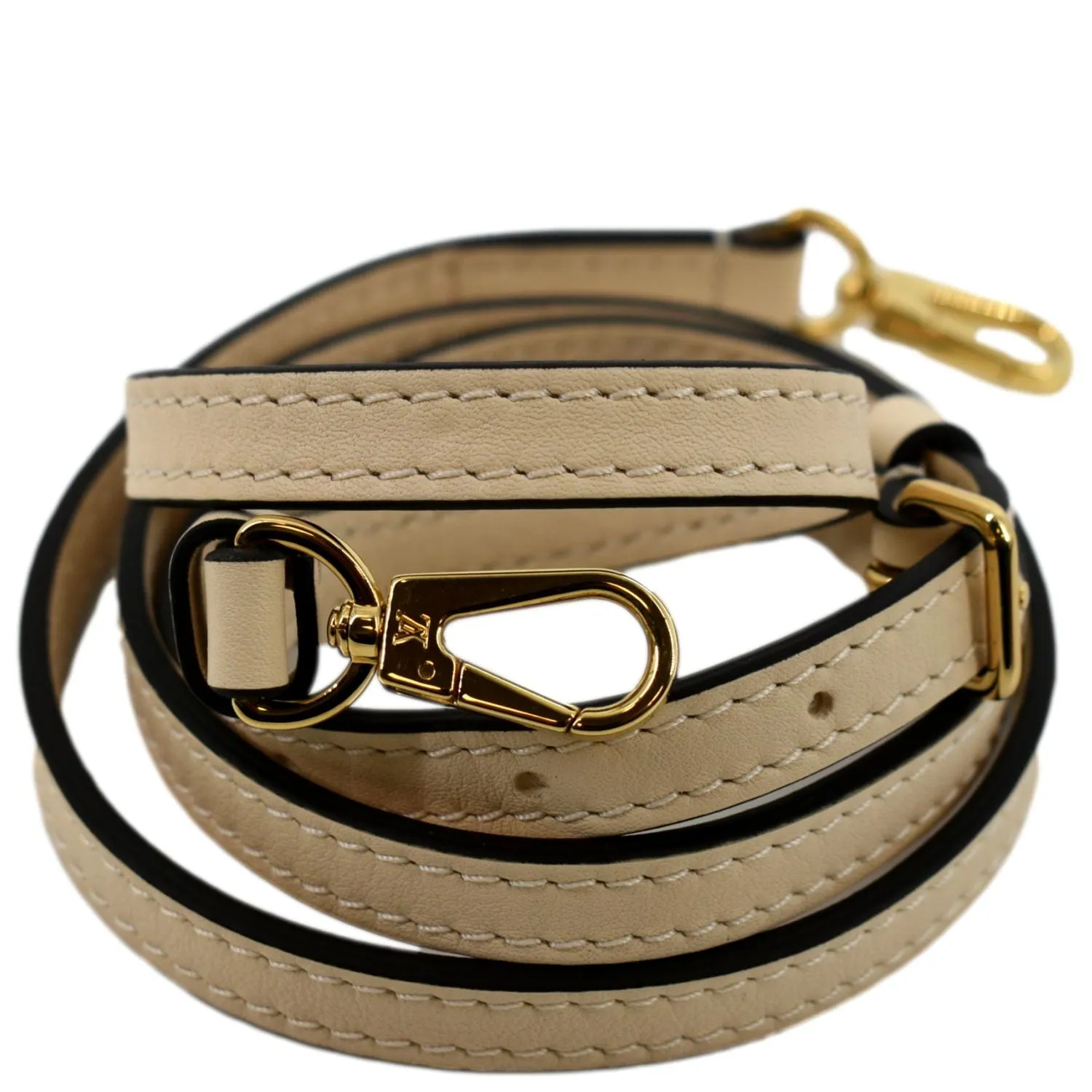 LOUIS VUITTON Leather Adjustable Shoulder Strap Beige