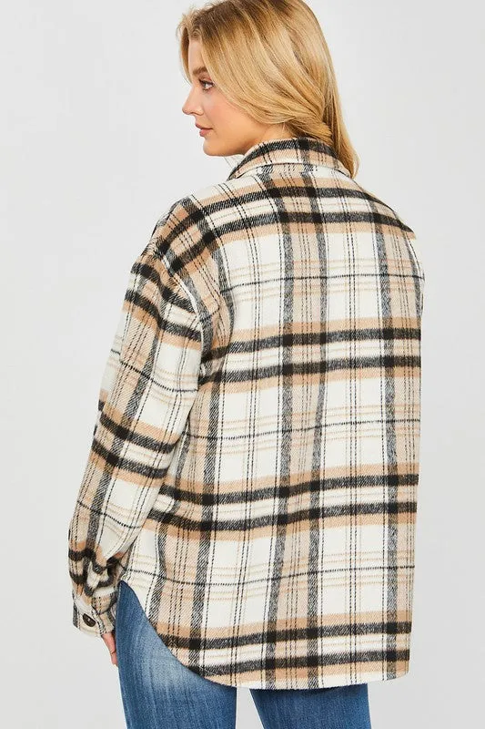 Love Tree Plaid Bust Pocket Shacket