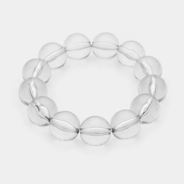 Lucite Gray Ball Stretch Bracelet