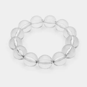 Lucite Gray Ball Stretch Bracelet