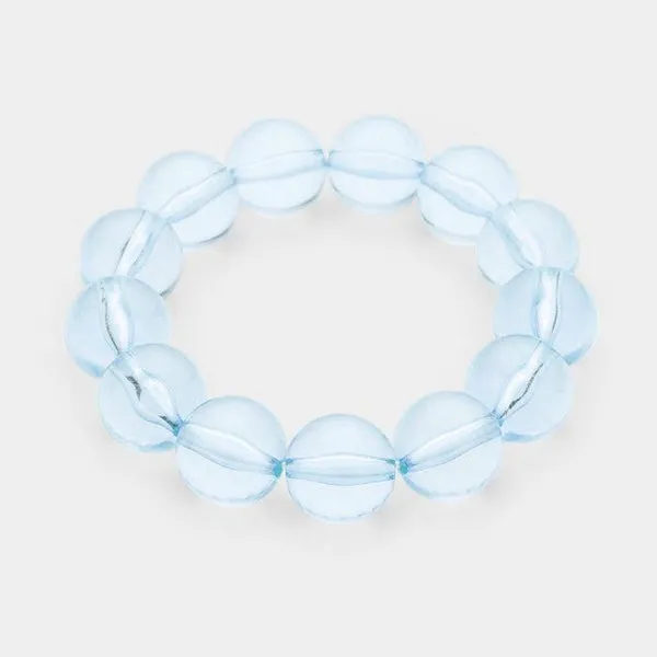 Lucite Light Blue Ball Stretch Bracelet