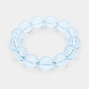 Lucite Light Blue Ball Stretch Bracelet