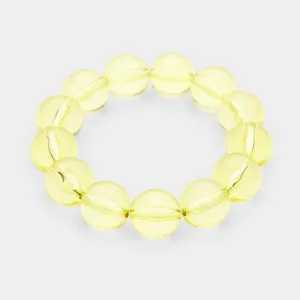 Lucite Yellow Ball Stretch Bracelet