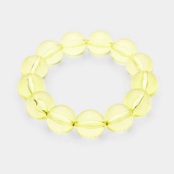 Lucite Yellow Ball Stretch Bracelet