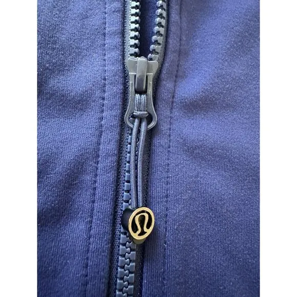 Lululemon Athletica Blue Zip-Front Jacket 10 Hood Long-Sleeve Thumbholes Stretch