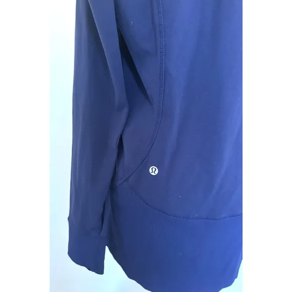 Lululemon Athletica Blue Zip-Front Jacket 10 Hood Long-Sleeve Thumbholes Stretch
