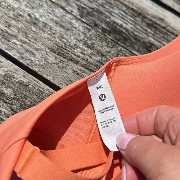 Lululemon Energy Bra High Support Zip-Front High Support 34C NWT coral kiss 💋