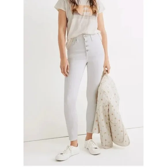 Madewell 10'' High Rise Crop  White Jeans Button Fly Denim Size 32