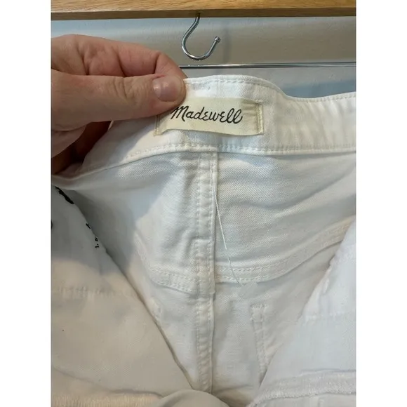 Madewell 10'' High Rise Crop  White Jeans Button Fly Denim Size 32